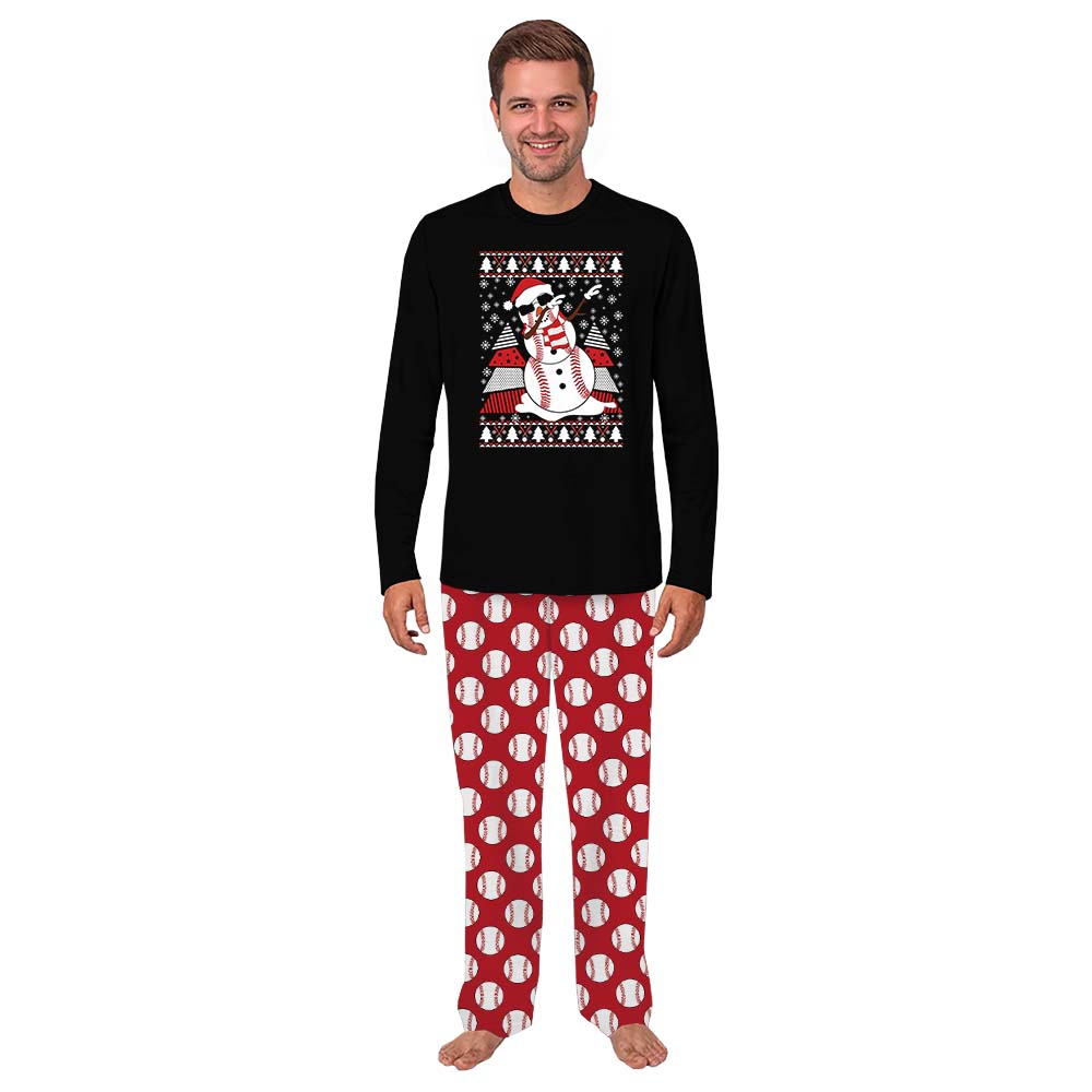 Dope Baseball Snowman Matching Christmas Pjs Plus Size 7